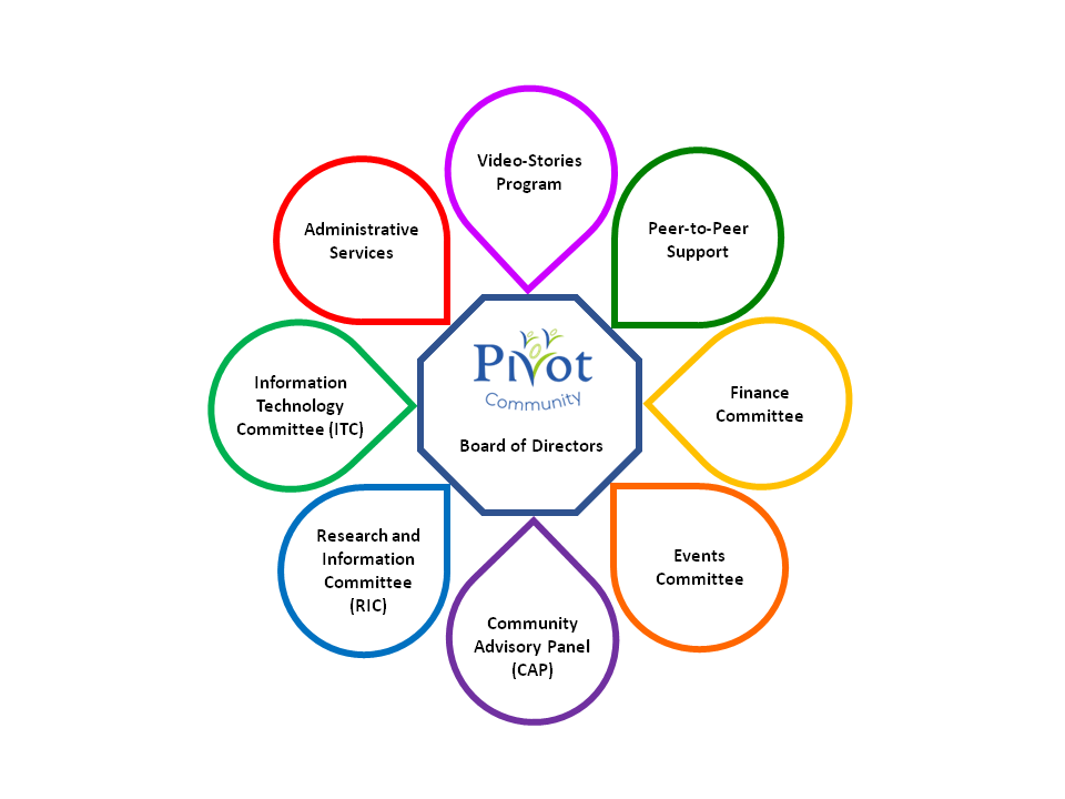Pivot Community committee structure showing the petal chart of specialized committees